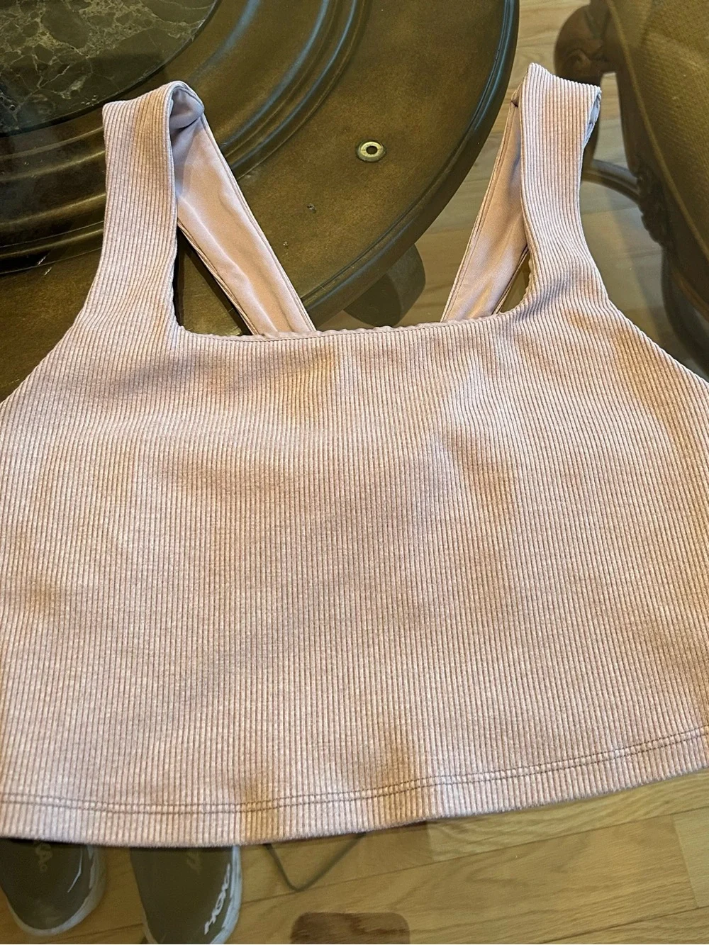 ALO Yoga Alosoft Ribbed Chic Bra Tank in Taupe